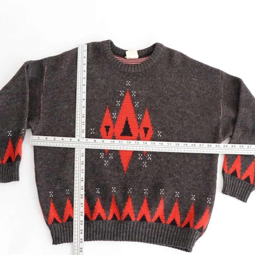 Vintage Pause Brown Red Wool Knit Grandpa Crew Neck Men's Large Unisex - Picture 5 of 13